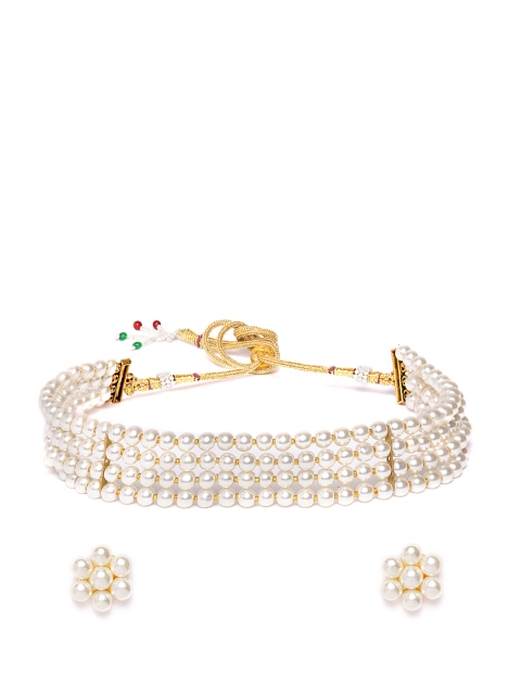 

damani Off-White Gold-Plated Beaded Jewellery Set
