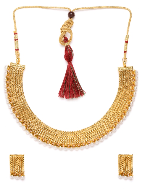 

damani Off-White Gold-Plated Beaded Jewellery Set