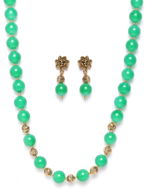 

damani Green Gold-Plated Beaded Jewellery Set