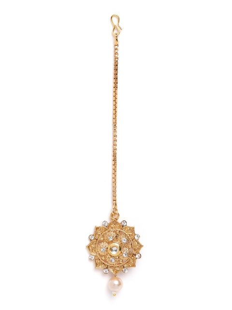 

damani Gold-Plated Polki Stone-Studded Maang Tika