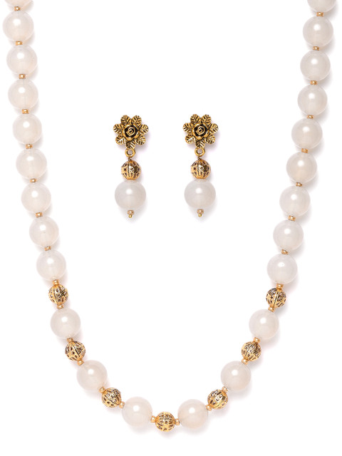 

damani Off-White Gold Plated Beaded Jewellery Set