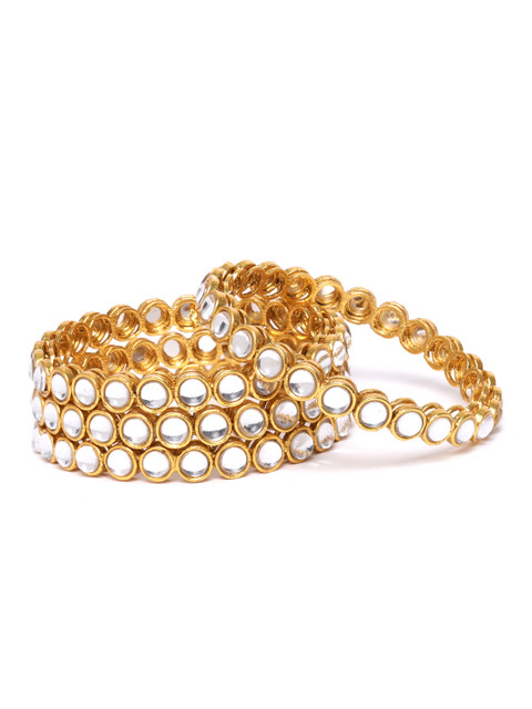 

damani Set of 4 Gold-Plated Kundan-Studded Polki Bangles