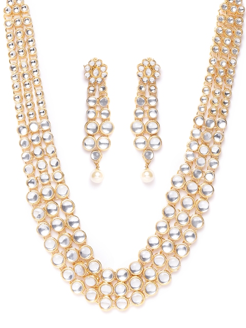 

damani Gold-Plated Kundan Studded & Beaded Layered Jewellery Set