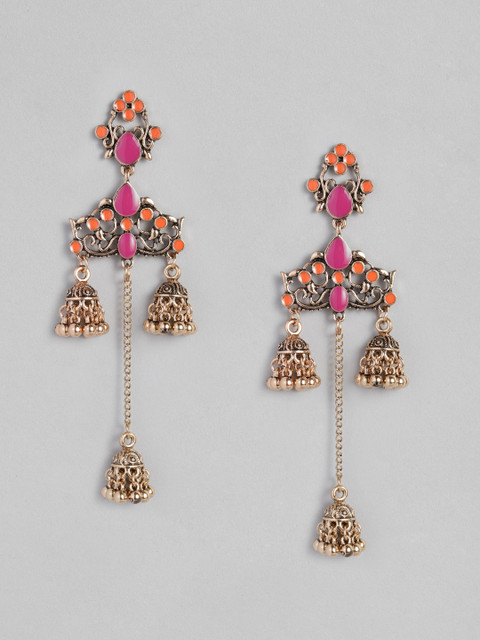 

Anouk Gold-Toned & Pink Dome Shaped Drop Earrings