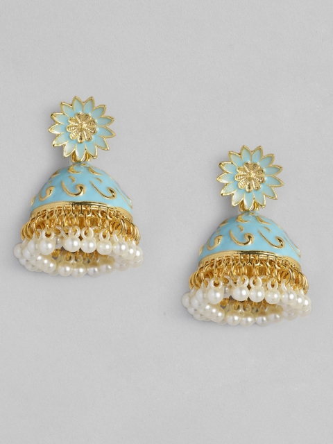 

Anouk Gold-Toned & Green Gold Plated Dome Shaped Jhumkas