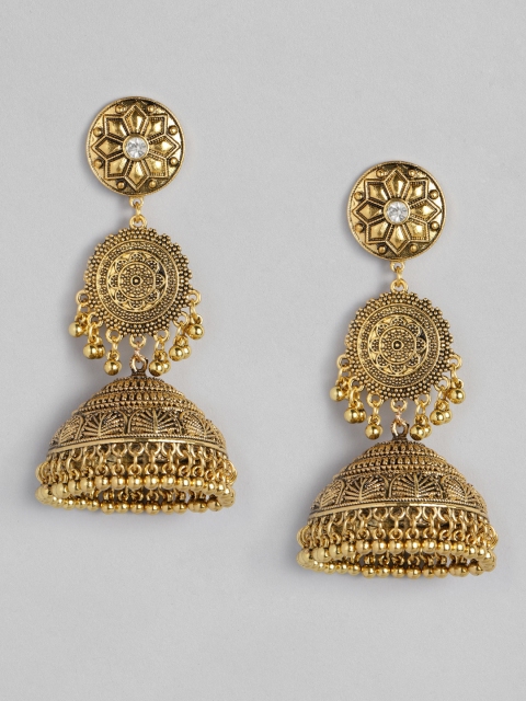 

Anouk Antique Gold-Toned Dome Shaped Jhumkas