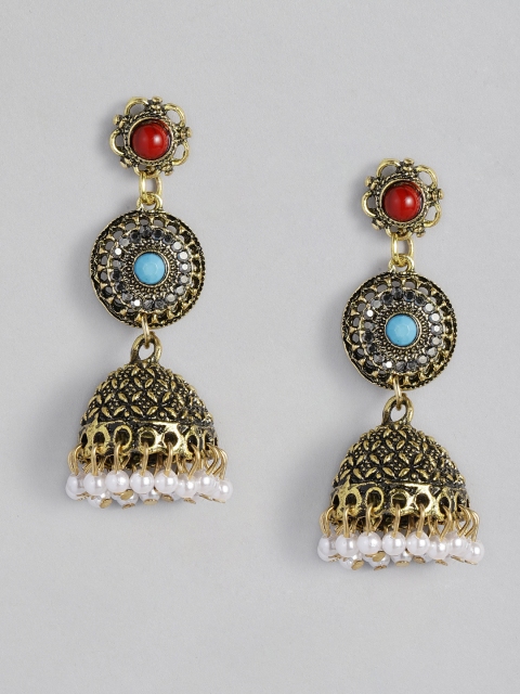 

Anouk Antique Gold-Plated Contemporary Jhumkas