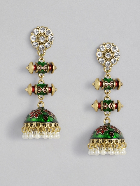 

Anouk Gold-Toned & Black Gold Plated Contemporary Jhumkas