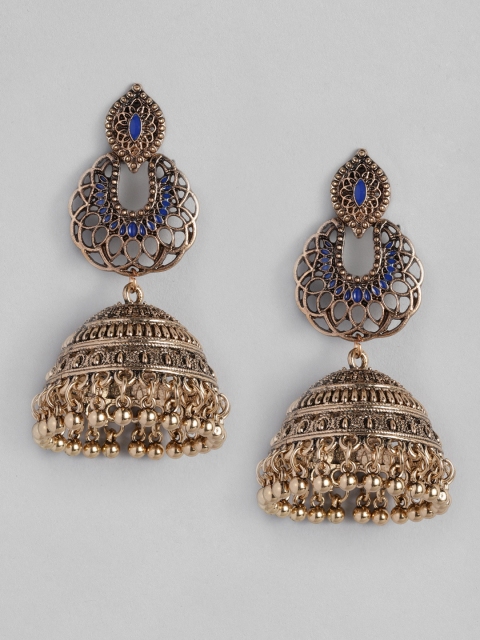

Anouk Gold-Toned & Black Gold Plated Contemporary Jhumkas
