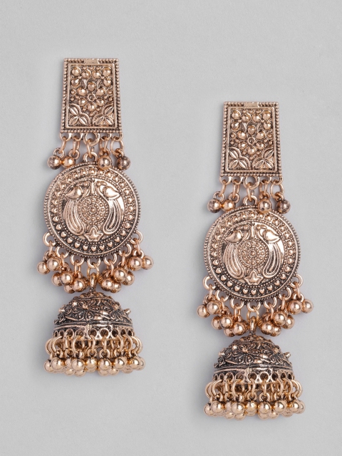 

Anouk Antique Rose Gold-Toned Classic Jhumkas