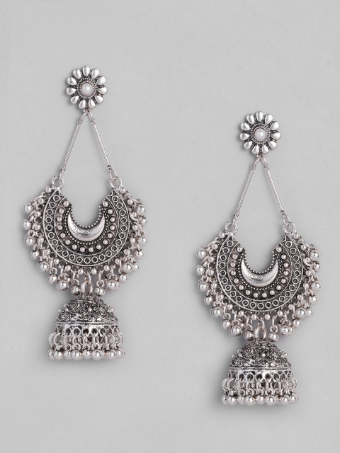 

Anouk Oxidized Silver-Plated Classic Jhumkas