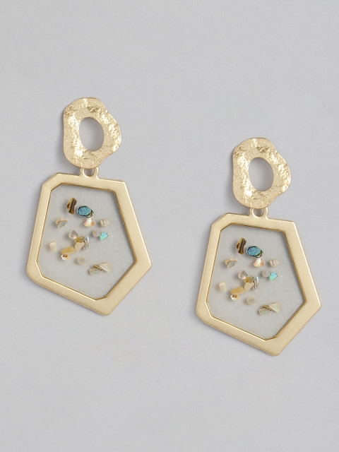 

DressBerry Gold-Toned Contemporary Embellished Drop Earrings