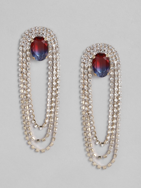 

DressBerry Red & Blue Oval Drop Earrings