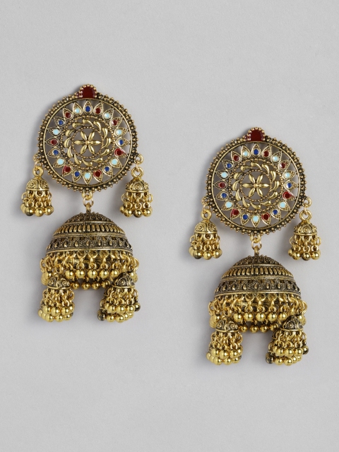 

Anouk Antique Gold-Toned Dome Shaped Jhumkas