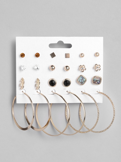 

DressBerry Gold-Toned Set of 12 Earrings