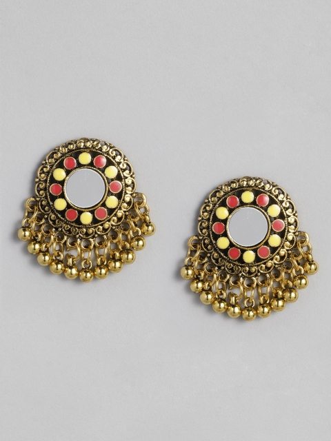 

Anouk Antique Gold-Toned Enamelled Circular Drop Earrings