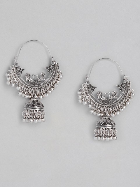 

Anouk Silver-Toned Chandbali Style Jhumkas
