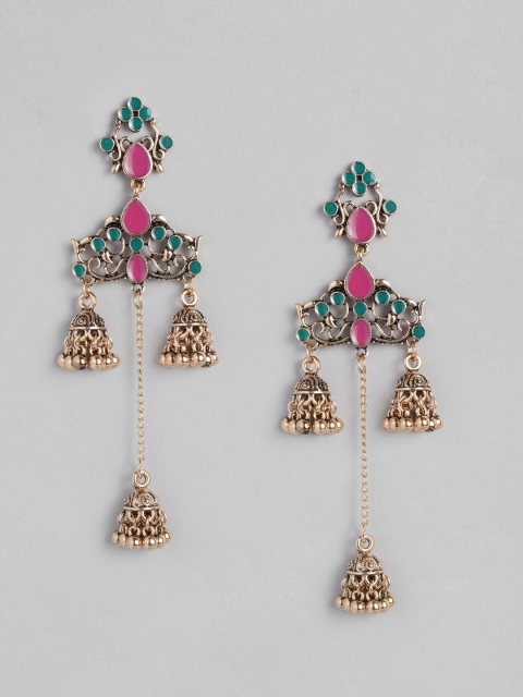 

Anouk Gold-Toned & Green Contemporary Drop Earrings