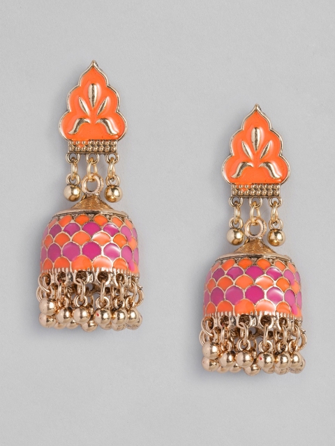 

Anouk Peach-Coloured & Purple Gold Plated Contemporary Jhumkas