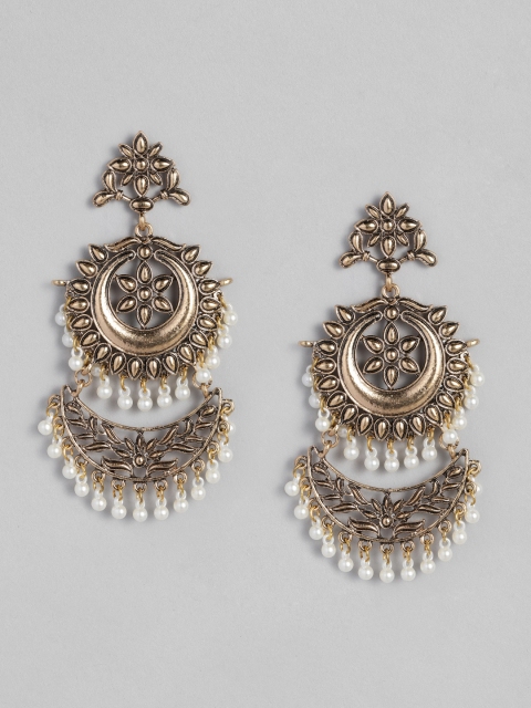 

Anouk Antique Gold-Toned Crescent Shaped Drop Earrings