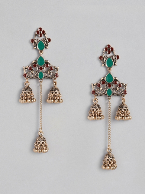 

Anouk Antique Gold-Toned & Red Contemporary Drop Earrings
