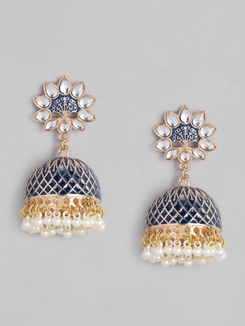 

Anouk Blue Gold Plated Dome Shaped Jhumkas