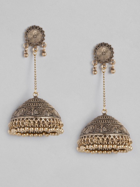 

Anouk Antique Gold-Toned Dome Shaped Jhumkas