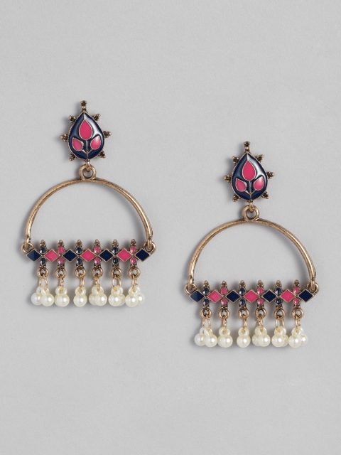 

Anouk Gold-Toned & Pink Contemporary Drop Earrings