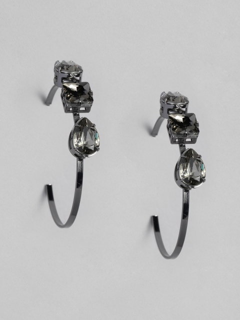

DressBerry Mettalic-Toned Studded Half Hoop Earrings, Metallic