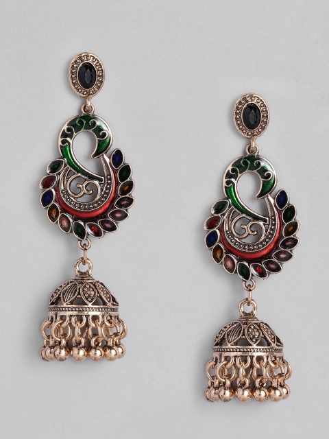 

Anouk Gold-Toned & Green Antique Contemporary Jhumkas