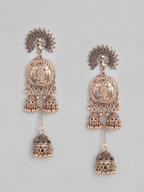 

Anouk Gold-Toned Peacock Shaped Jhumkas