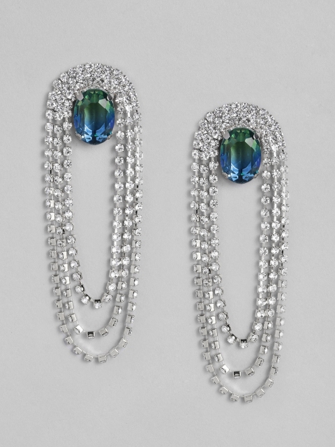 

DressBerry Silver-Toned & Blue Contemporary Drop Earrings