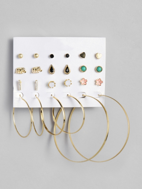 

DressBerry Set of 12 Earrings, Gold