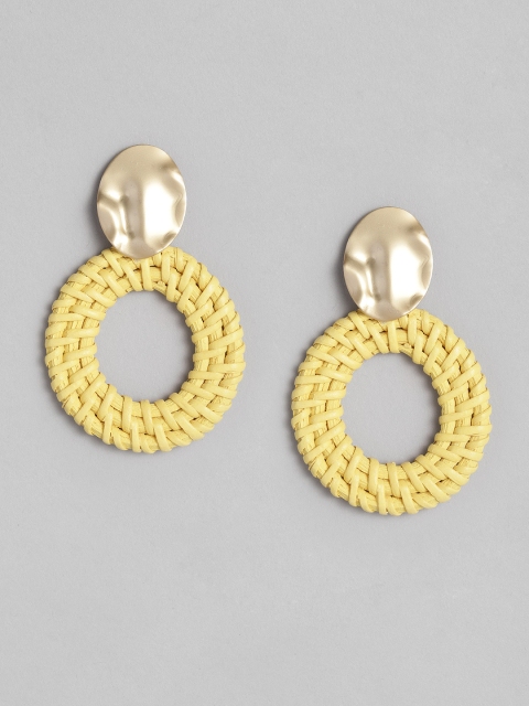 

DressBerry Women Yellow & Gold-Plated Circular Drop Earrings