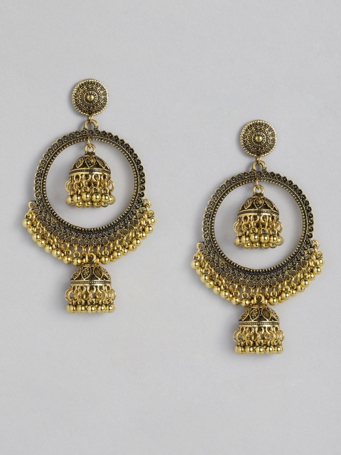 

Anouk Antique Gold-Toned Circular Jhumkas