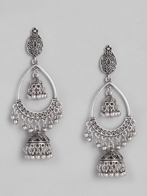 

Anouk Silver-Plated Chandbali Style Jhumkas