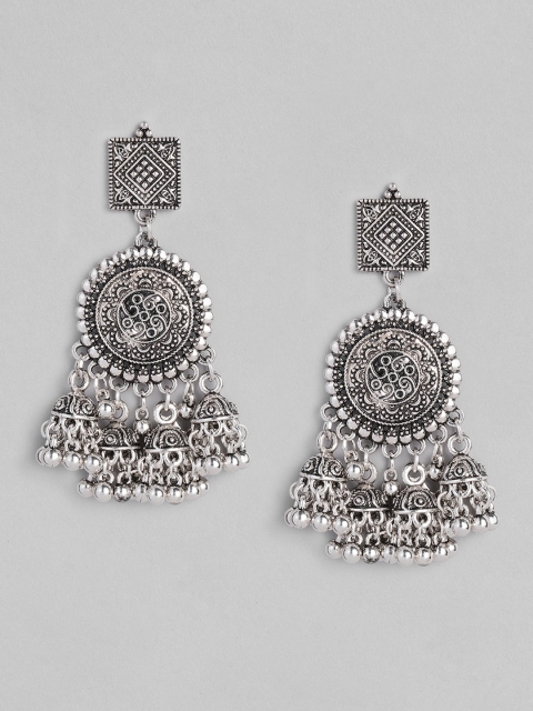 

Anouk Oxidized Silver-Plated Classic Jhumkas