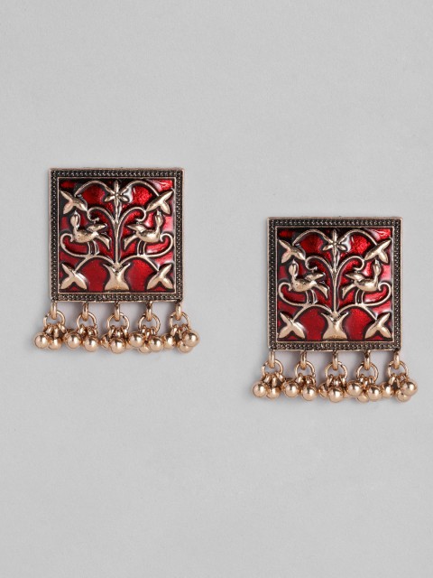 

Anouk Maroon Gold Plated Square Studs