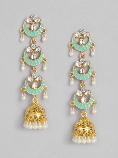 

Anouk Green & Gold-Toned Gold Plated Dome Shaped Jhumkas
