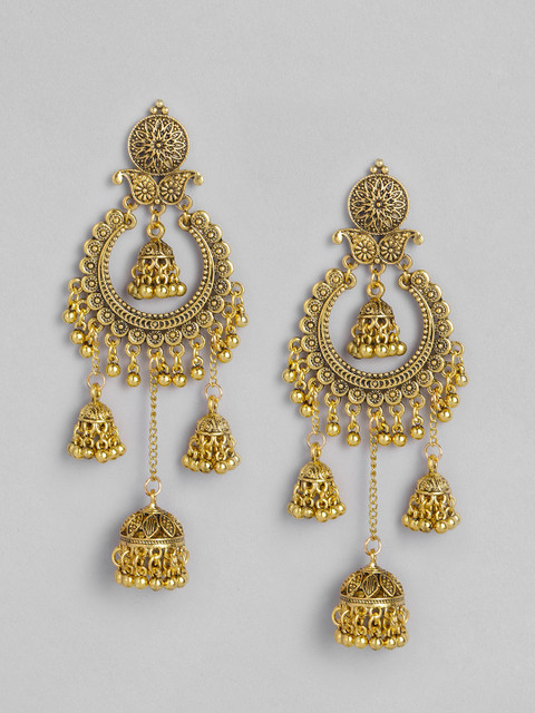 

Anouk Antique Gold-Plated Contemporary Jhumkas