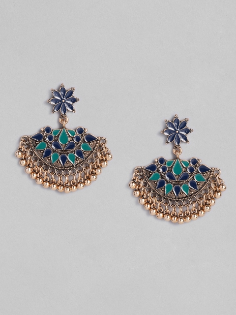 

Anouk Green & Blue Gold Plated Crescent Shaped Drop Earrings