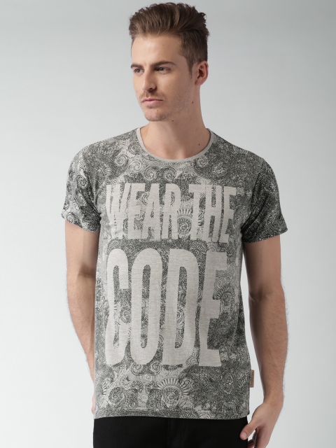 

INDICODE Grey Printed T-shirt