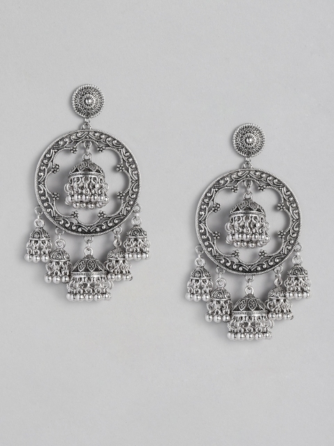 

Anouk Oxidized Silver-Plated Circular Jhumkas
