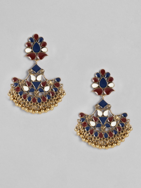 

Anouk Blue & Gold-Toned Contemporary Drop Earrings