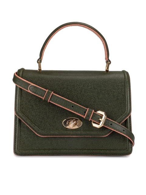 

Da Milano Green Solid Leather Satchel