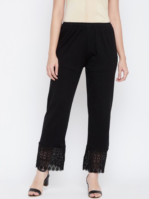 

Castle Women Black Hem Design Straight Palazzos