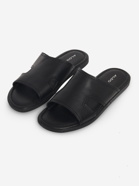 

ALDO Men Black Leather Comfort Sandals