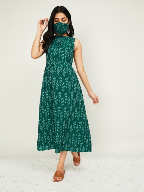 

Melange by Lifestyle Women Green Printed A-Line Dress