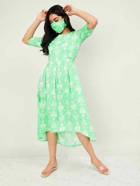 

Melange by Lifestyle Women Green Floral Printed Fit and Flare Dress