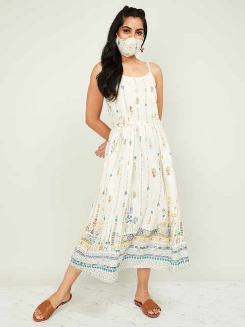 

Melange by Lifestyle Women Off-White Printed Fit and Flare Dress